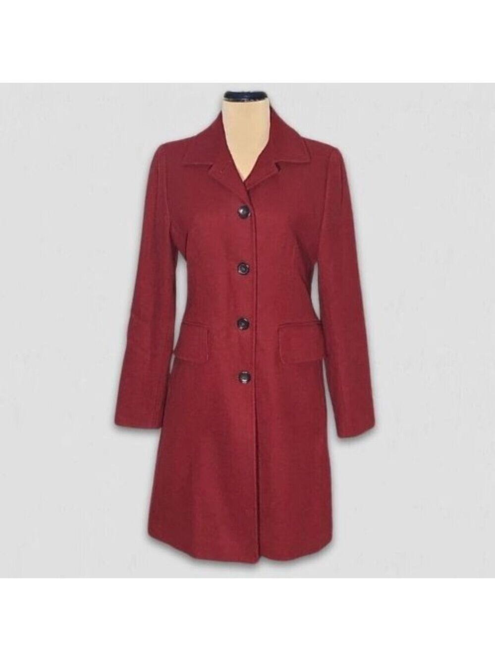 Banana Republic Wool Blend Pea Coat Red Burgundy Extra Small